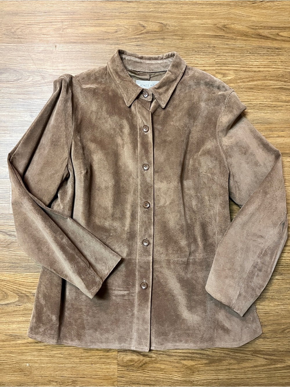Vintage 90s Y2K Genuine Suede Brown Tan Button-Front Jacket Western Boho Size 16